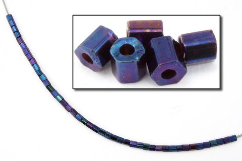 Size 1/2 Metallic Blue Iris Japanese Hex Bugle (10 Gm, 40 Gm, 1/2 Kilo) #JFA004-General Bead