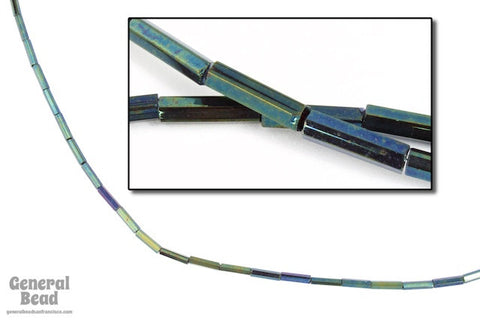 Size 3 Metallic Green Iris Japanese Bugle (10 Gm, 40 Gm, 1/2 Kilo) #JFC004-General Bead