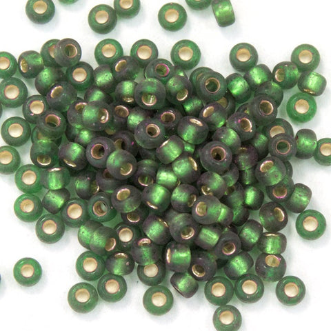 15/0 Semi Matte Gold Lined Forest Green Japanese Seed Bead-General Bead