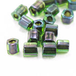 8/0 Grey Lined Green Hex Seed Bead (20 gm) #JJG001-General Bead