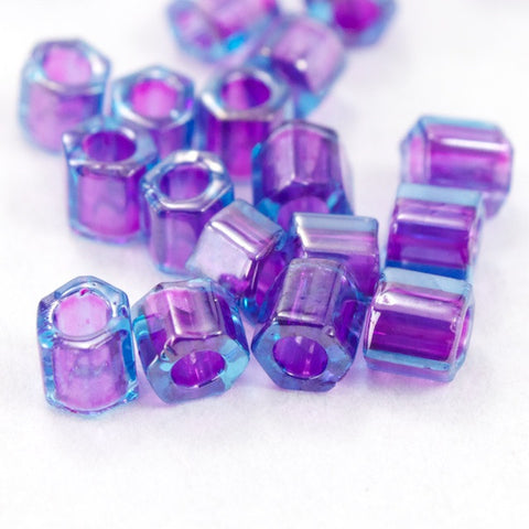 8/0 Purple Lined Aqua Hex Seed Bead (20 gm) #JJG005-General Bead