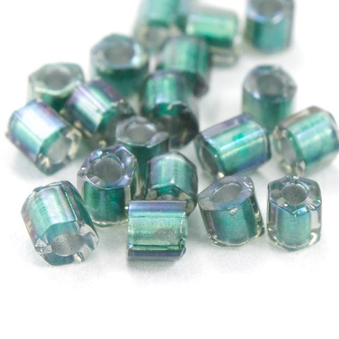 8/0 Green Lined Smoke Luster Hex Seed Bead (20 gm) #JJG008-General Bead