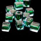 4mm Green Lined Aqua Cube Bead (20 Gm) #JJL007-General Bead
