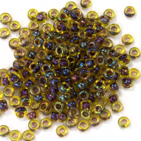 15/0 Lined Amber/Blue AB Japanese Seed Bead-General Bead
