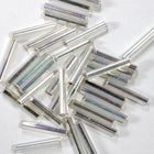 Size 5 Silver Lined Crystal AB Japanese Bugle (10 Gm, 40 Gm, 1/2 Kilo) #JLD001-General Bead
