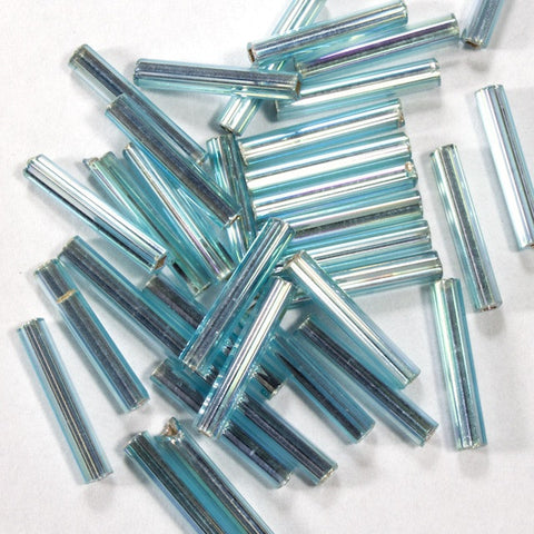 Size 5 Silver Lined Light Blue AB Japanese Bugle (10 Gm, 40 Gm, 1/2 Kilo) #JLD003-General Bead