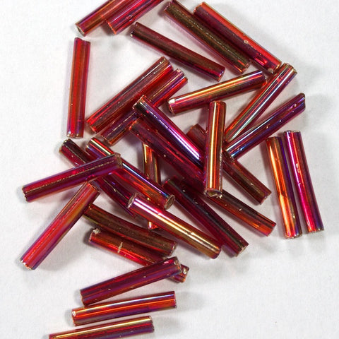 Size 5 Silver Lined Ruby AB Japanese Bugle (10 Gm, 40 Gm, 1/2 Kilo) #JLD005-General Bead