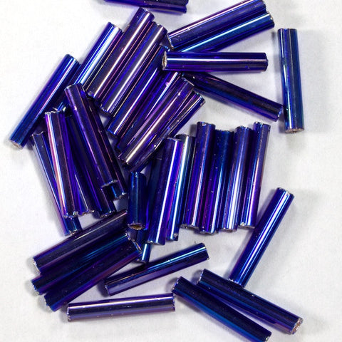 Size 5 Silver Lined Cobalt AB Japanese Bugle (10 Gm, 40 Gm, 1/ Kilo) #JLD007-General Bead
