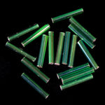 Size 5 Silver Lined Emerald AB Japanese Bugle (10 Gm, 40 Gm, 1/2 Kilo) #JLD008-General Bead