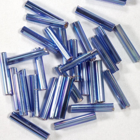 Size 5 Silver Lined Light Sapphire AB Japanese Bugle (10 Gm, 40 Gm, 1/2 Kilo) #JLD011-General Bead