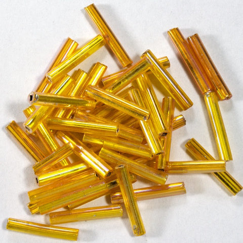 Size 5 Silver Lined Tangerine AB Japanese Bugle (10 Gm, 40 Gm, 1/2 Kilo) #JLD015-General Bead