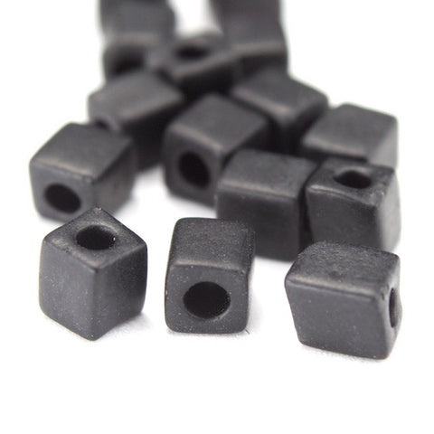 4mm Matte Black Cube Bead (20 Gm) #JPL001-General Bead