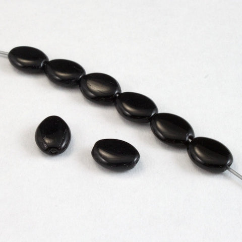 6mm x 8mm Opaque Black Oval Bead (50 Pcs) #KBA010-General Bead