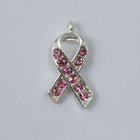 10mm x 18mm Pink Crystal Awareness Ribbon Charm #KEY012-General Bead