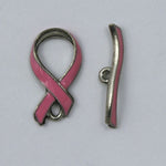 10mm x 18mm Pink Enamel Awareness Ribbon Toggle Clasp #KEY013-General Bead