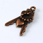 20mm Antique Copper Keys with Chain and Heart Charm #KEY019-General Bead