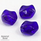 9mm Transparent Cobalt Pinched Oval Bead-General Bead