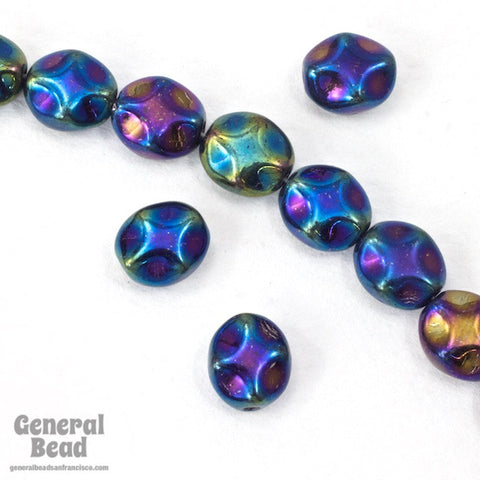 9mm Blue Iris Pinched Oval Bead-General Bead