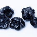 7mm Black Button Back Flower (25 Pcs) #KHJ003-General Bead