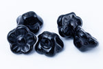 7mm Black Button Back Flower (25 Pcs) #KHJ003-General Bead