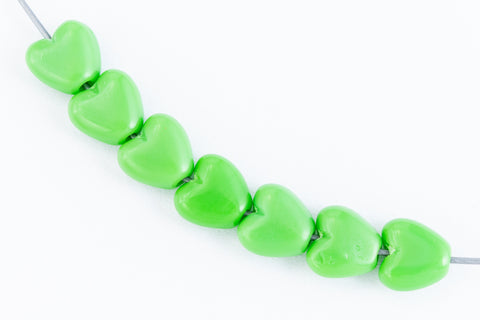 6mm Opaque Pea Green Heart Bead (25 Pcs) #KHK002-General Bead