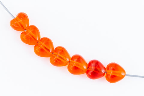 6mm Transparent Orange Heart Bead (25 Pcs) #KHK007-General Bead