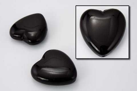 24mm Opaque Black Heart Bead #KHM012-General Bead