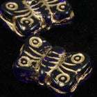 8mm x 10mm Transparent Cobalt/Gold Butterfly Bead (4 Pcs) #KJA003