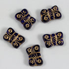 8mm x 10mm Transparent Cobalt/Gold Butterfly Bead (4 Pcs) #KJA003