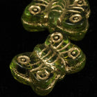 8mm x 10mm Transparent Olivine/Gold Butterfly Bead (4 Pcs) #KJA004