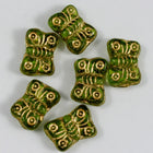 8mm x 10mm Transparent Olivine/Gold Butterfly Bead (4 Pcs) #KJA004