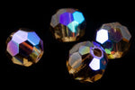 Preciosa 6150 Smoked Topaz AB Faceted Round Bead (3mm, 4mm, 6mm, 8mm)