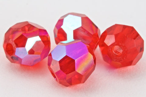 Preciosa 6150 Light Siam AB Faceted Round Bead (4mm, 6mm)