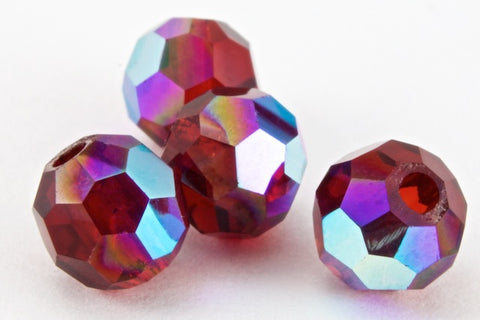 Preciosa 6150 Siam AB Faceted Round Bead (4mm, 6mm)