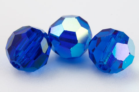 Preciosa 6150 Sapphire AB Faceted Round Bead (3mm, 4mm, 6mm, 8mm)