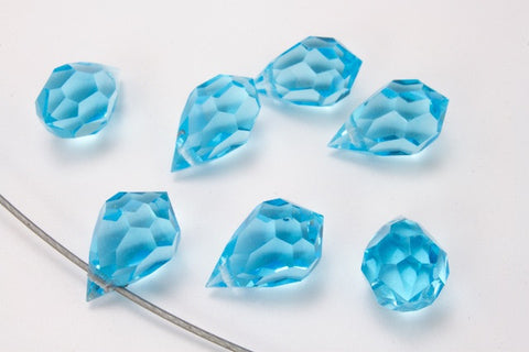 6mm x 10mm Preciosa Aqua Faceted Teardrop-General Bead