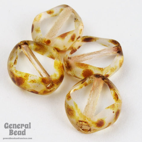 8mm x 10mm Crystal/Tortoiseshell Table Cut Oval Bead-General Bead