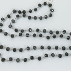 36" Dark Gray 6mm x 8mm Faceted Rondelle Knotted Necklace