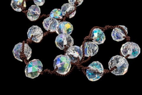 36" Crystal AB 6mm x 8mm Faceted Rondelle Knotted Necklace