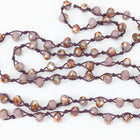 36" Light Mauve Khaki AB 6mm x 8mm Faceted Rondelle Knotted Necklace