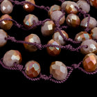 36" Light Mauve Khaki AB 6mm x 8mm Faceted Rondelle Knotted Necklace