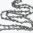 36" Smokey Crystal Hematite 6mm x 8mm Faceted Rondelle Knotted Necklace