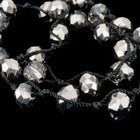36" Smokey Crystal Hematite 6mm x 8mm Faceted Rondelle Knotted Necklace