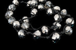 36" Smokey Crystal Hematite 6mm x 8mm Faceted Rondelle Knotted Necklace