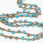 36" Sky Blue Khaki AB 6mm x 8mm Faceted Rondelle Knotted Necklace