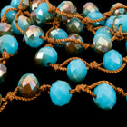 36" Sky Blue Khaki AB 6mm x 8mm Faceted Rondelle Knotted Necklace