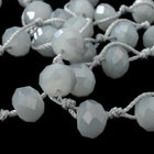 36" Light Milky Gray 6mm x 8mm Faceted Rondelle Knotted Necklace
