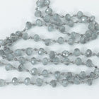 36" Light Milky Gray 6mm x 8mm Faceted Rondelle Knotted Necklace