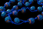 36" Metallic Blue 6mm x 8mm Faceted Rondelle Knotted Necklace