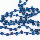 36" Metallic Blue 6mm x 8mm Faceted Rondelle Knotted Necklace